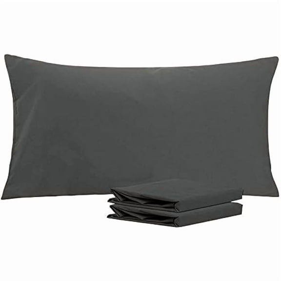 King Pillowcase Set - 2 Pack Brushed Microfiber 20x36 Pillowcases - Soft, Wrinkle-Free, Fade-Resistant, Stain-Resistant, Dark Grey Pillowcases with Envelope Closure - 20x36 Inches, Dark Grey