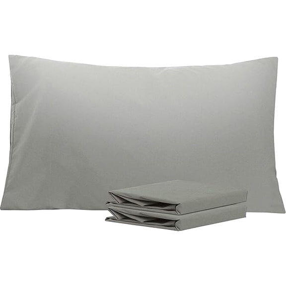 King Pillowcase Set - 2 Pack Brushed Microfiber 20x36 Pillowcases - Soft, Wrinkle-Free, Fade-Resistant, Stain-Resistant, Smoke Grey Pillowcases with Envelope Closure - 20x36 Inches, Smoke Grey
