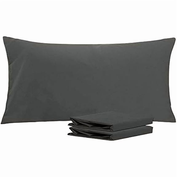 King Pillowcase Set - 2 Pack Brushed Microfiber 20x40 Pillowcases - Soft, Wrinkle-Free, Fade-Resistant, Stain-Resistant, Dark Grey Pillowcases with Envelope Closure - 20x40 Inches, Dark Grey