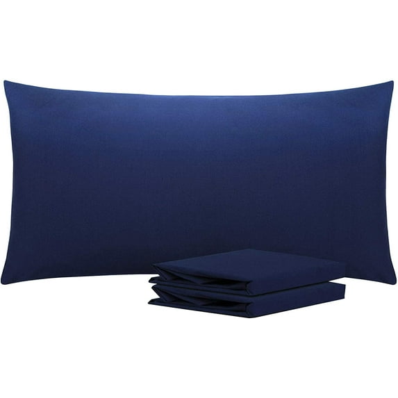 King Pillowcases Set of 2, 100% Brushed Microfiber, Soft and Cozy, Wrinkle, Fade, Stain Resistant with Envelope Closure, 20 x 40 Inches, Navy Blue