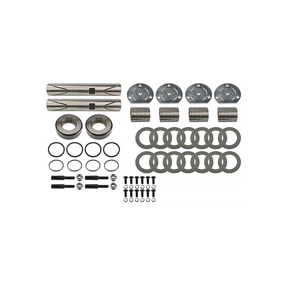 King Pin Kit - No Ream Complete Front Axle Steering Repair Set with Bushings Thrust Bearings Seals & Hardware Replaces K961L R202002 7843K961L