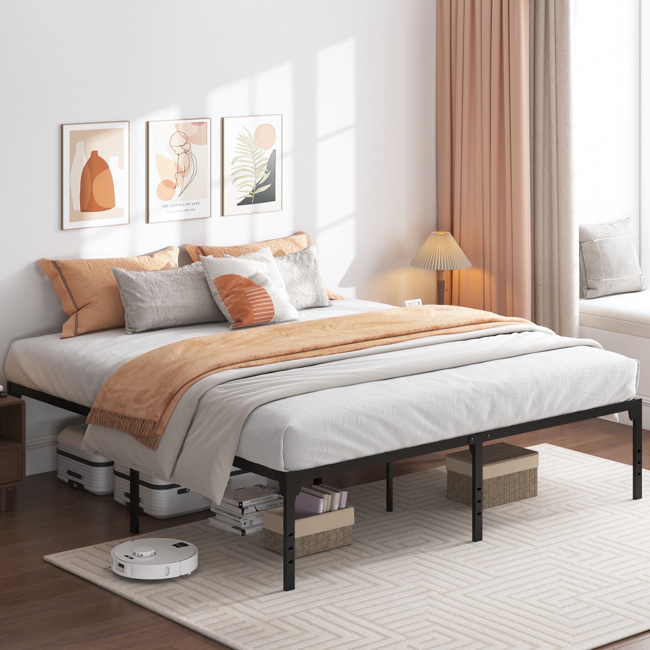HSUNNS King Size Bed Metal Platform, Heavy Duty Frame with 13in ...
