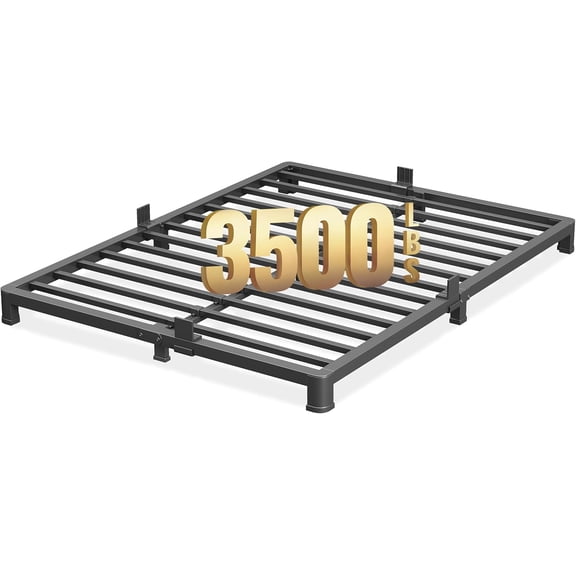 King Platform Bed Frame 4 Inch, Heavy Duty Metal Low Profile Bed Frame with Round Corner Legs, 3500lbs Weight Capacity Reinforced Frame, No Box Spring NeededNoise-Free, Easy Assembly