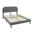 thumbnail image 1 of King Platform Bed with Arched Headboard and Fabric Upholstery, Gray, 1 of 5