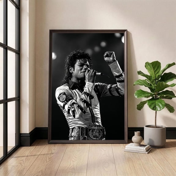 King Pop Print Vintage Music Wall Black White Photography Retro Concert Decor Musician Gift, Unframed Canvas