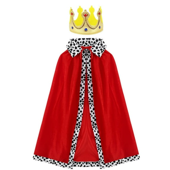 Gyratedream Halloween Medieval King Prince Costume Cape with Crown, for Adults
