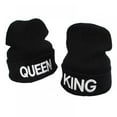thumbnail image 1 of King & Queen Beanies Knit Cap Embroidery Thick Warm Winter Hats for Men Women, 1 of 6