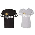 thumbnail image 1 of King & Queen Color Matching Couple Cotton Jerseys (Men Black / Women Heather) (Men L / Women XXL), 1 of 3