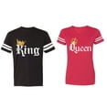 thumbnail image 1 of King & Queen Color Matching Couple Cotton Jerseys (Men Black / Women Red) (Men M / Women L), 1 of 3