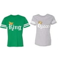thumbnail image 1 of King & Queen Color Matching Couple Cotton Jerseys (Men Green / Women Heather) (Men XXL / Women XL), 1 of 3