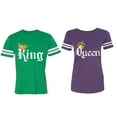 thumbnail image 1 of King & Queen Color Matching Couple Cotton Jerseys (Men Green / Women Purple) (Men XL / Women M), 1 of 3