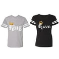 thumbnail image 1 of King & Queen Color Matching Couple Cotton Jerseys (Men Heather / Women Black) (Men L / Women S), 1 of 3