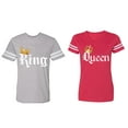 thumbnail image 1 of King & Queen Color Matching Couple Cotton Jerseys (Men Heather / Women Red) (Men L / Women M), 1 of 3