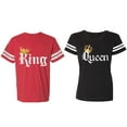 thumbnail image 1 of King & Queen Color Matching Couple Cotton Jerseys (Men Red / Women Black) (Men XL / Women XL), 1 of 3