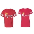 thumbnail image 1 of King & Queen Color Matching Couple Cotton Jerseys (Men Red / Women Red) (Men S / Women S), 1 of 3