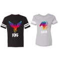 thumbnail image 1 of King Queen Eagle Colorful Matching Couple Cotton Jerseys (Men Black / Women Heather) (Men XXL / Women L), 1 of 3