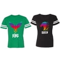 thumbnail image 1 of King Queen Eagle Colorful Matching Couple Cotton Jerseys (Men Green / Women Black) (Men XL / Women M), 1 of 3