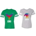 thumbnail image 1 of King Queen Eagle Colorful Matching Couple Cotton Jerseys (Men Green / Women Heather) (Men M / Women M), 1 of 3