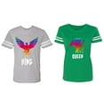 thumbnail image 1 of King Queen Eagle Colorful Matching Couple Cotton Jerseys (Men Heather / Women Green) (Men M / Women XL), 1 of 3