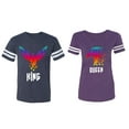thumbnail image 1 of King Queen Eagle Colorful Matching Couple Cotton Jerseys (Men Navy / Women Purple) (Men XXXL / Women XXL), 1 of 3
