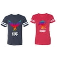 thumbnail image 1 of King Queen Eagle Colorful Matching Couple Cotton Jerseys (Men Navy / Women Red) (Men L / Women M), 1 of 3