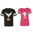 thumbnail image 1 of King Queen Eagle Sunny Matching Couple Cotton Jerseys (Men Black / Women Pink) (Men XXL / Women L), 1 of 3