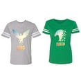 thumbnail image 1 of King Queen Eagle Sunny Matching Couple Cotton Jerseys (Men Heather / Women Green) (Men S / Women XL), 1 of 3
