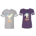 thumbnail image 1 of King Queen Eagle Sunny Matching Couple Cotton Jerseys (Men Heather / Women Purple) (Men L / Women XXL), 1 of 3