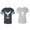 thumbnail image 1 of King Queen Eagle Sunny Matching Couple Cotton Jerseys (Men Navy / Women Heather) (Men XL / Women XXL), 1 of 3