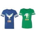 thumbnail image 1 of King Queen Eagle Sunny Matching Couple Cotton Jerseys (Men Royal / Women Green) (Men S / Women S), 1 of 3