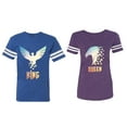 thumbnail image 1 of King Queen Eagle Sunny Matching Couple Cotton Jerseys (Men Royal / Women Purple) (Men XXL / Women XXL), 1 of 3
