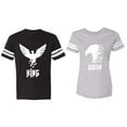 thumbnail image 1 of King Queen Eagle White Matching Couple Cotton Jerseys (Men Black / Women Heather) (Men L / Women XL), 1 of 3