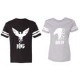 thumbnail image 1 of King Queen Eagle White Matching Couple Cotton Jerseys (Men Black / Women Heather) (Men S / Women S), 1 of 3