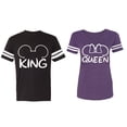 thumbnail image 1 of King Queen Ear Matching Couple Cotton Jerseys (Men Black / Women Purple) (Men XL / Women XXL), 1 of 3