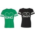 thumbnail image 1 of King Queen Ear Matching Couple Cotton Jerseys (Men Green / Women Black) (Men XXL / Women XXL), 1 of 3