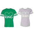 thumbnail image 1 of King Queen Ear Matching Couple Cotton Jerseys (Men Green / Women Heather) (Men L / Women XL), 1 of 3