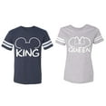 thumbnail image 1 of King Queen Ear Matching Couple Cotton Jerseys (Men Navy / Women Heather) (Men XXL / Women L), 1 of 3