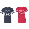 thumbnail image 1 of King Queen Ear Matching Couple Cotton Jerseys (Men Navy / Women Red) (Men S / Women XL), 1 of 3