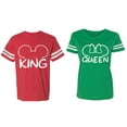 thumbnail image 1 of King Queen Ear Matching Couple Cotton Jerseys (Men Red / Women Green) (Men S / Women XL), 1 of 3