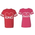 thumbnail image 1 of King Queen Ear Matching Couple Cotton Jerseys (Men Red / Women Pink) (Men XL / Women XXL), 1 of 3
