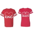 thumbnail image 1 of King Queen Ear Matching Couple Cotton Jerseys (Men Red / Women Red) (Men L / Women XXL), 1 of 3