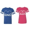 thumbnail image 1 of King Queen Ear Matching Couple Cotton Jerseys (Men Royal / Women Pink) (Men XL / Women M), 1 of 3