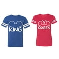 thumbnail image 1 of King Queen Ear Matching Couple Cotton Jerseys (Men Royal / Women Red) (Men XXXL / Women XXL), 1 of 3