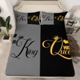 thumbnail image 1 of King and Queen Fitted&nbsp;Sheet Her King and His Queen Crown Sheets Queen Size Bed Set,Romantic Valentine's Day Bed&nbsp;Sheets 50th Anniversary Gifts(No Top Sheet), 1 of 6