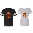 thumbnail image 1 of King Queen Gold Crown Matching Couple Cotton Jerseys (Men Black / Women Heather) (Men XL / Women L), 1 of 3