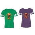 thumbnail image 1 of King Queen Gold Crown Matching Couple Cotton Jerseys (Men Green / Women Purple) (Men L / Women M), 1 of 3