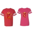 thumbnail image 1 of King Queen Gold Crown Matching Couple Cotton Jerseys (Men Red / Women Pink) (Men XL / Women XL), 1 of 3