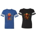 thumbnail image 1 of King Queen Gold Crown Matching Couple Cotton Jerseys (Men Royal / Women Black) (Men S / Women S), 1 of 3