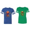 thumbnail image 1 of King Queen Gold Crown Matching Couple Cotton Jerseys (Men Royal / Women Green) (Men L / Women XXL), 1 of 3
