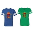thumbnail image 1 of King Queen Gold Crown Matching Couple Cotton Jerseys (Men Royal / Women Green) (Men M / Women XXL), 1 of 3